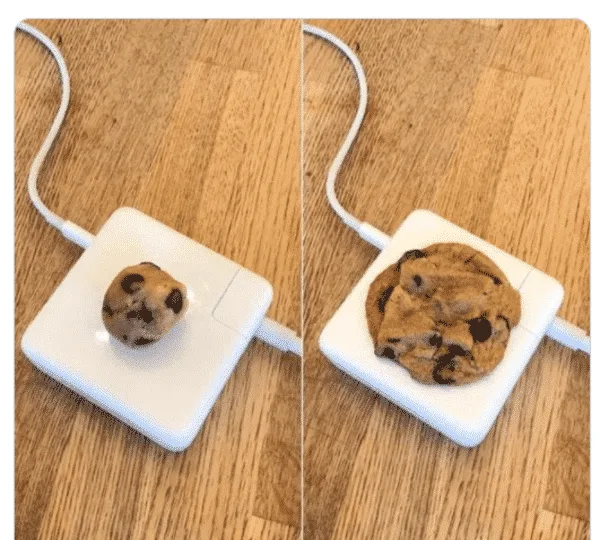 cookie dough cooking on a hot mac adapter funny picture