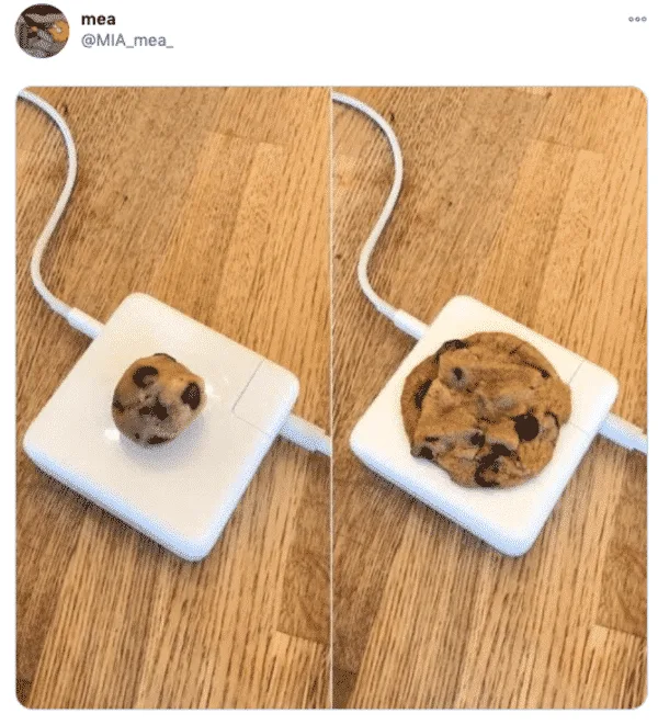 cookie dough cooking on a hot mac adapter funny picture
