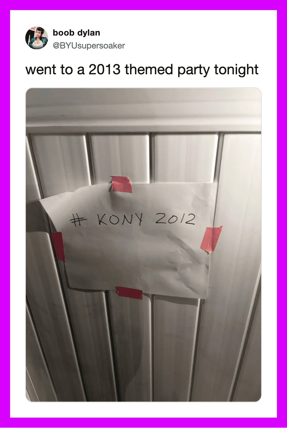 Sign on door says #KONY 2012, taped with red tape.