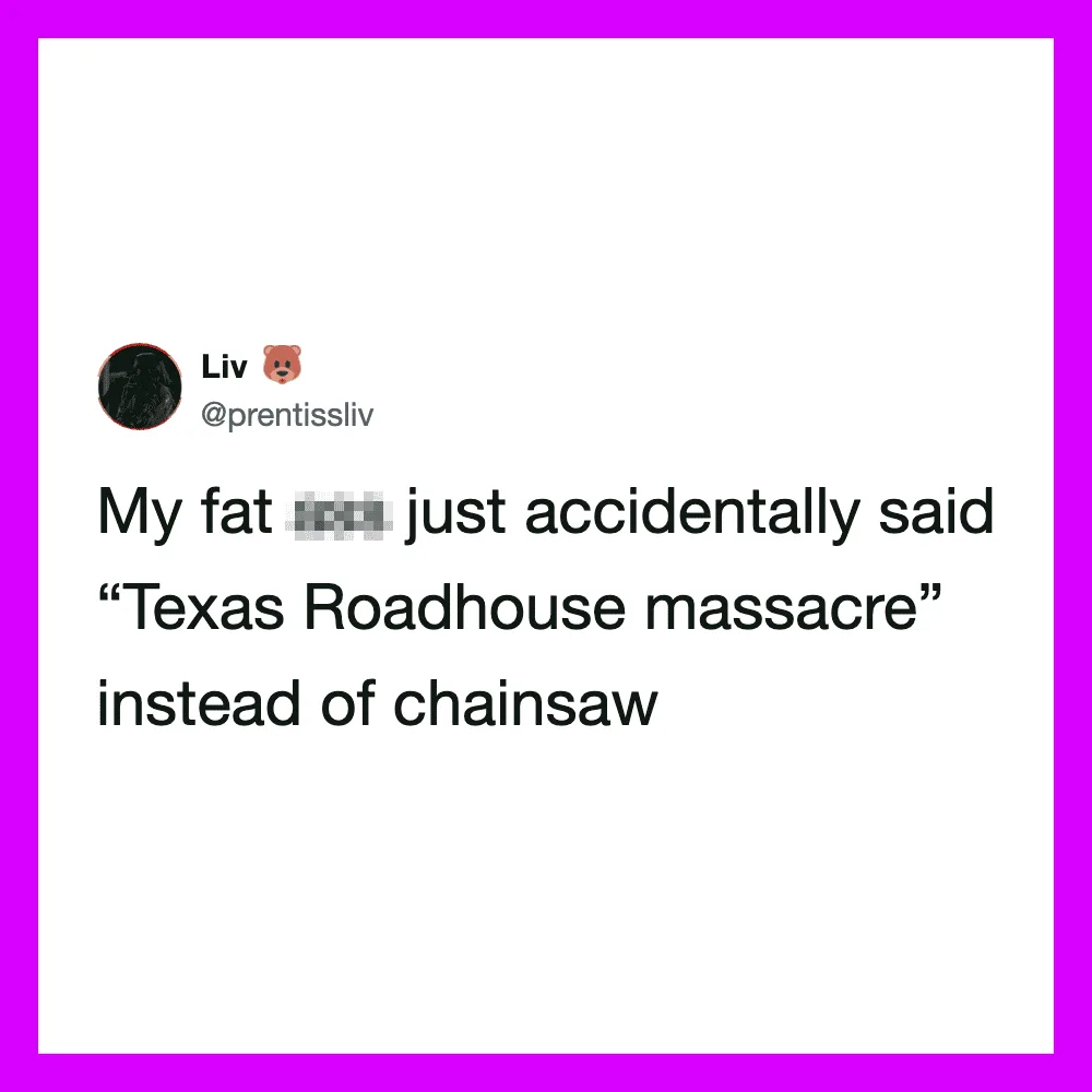Twitter post by Liv about a mistaken word in a tweet.