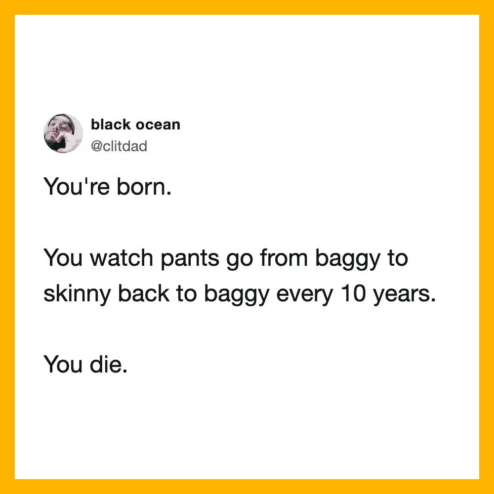 Twitter post by @clittdad about life's cycle and changing body shape.