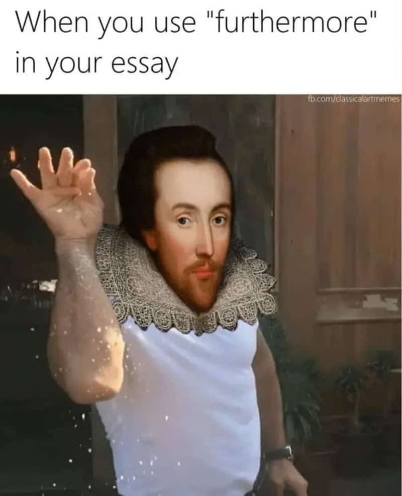 Classical painting of a man with a ruffled collar making an OK gesture, with text about using "furnr.