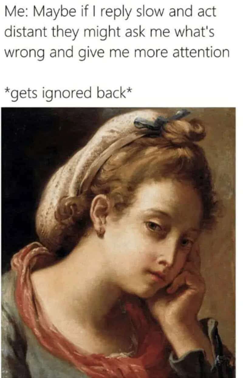 Classical painting of a young woman with a contemplative expression, resting her face on her hand.