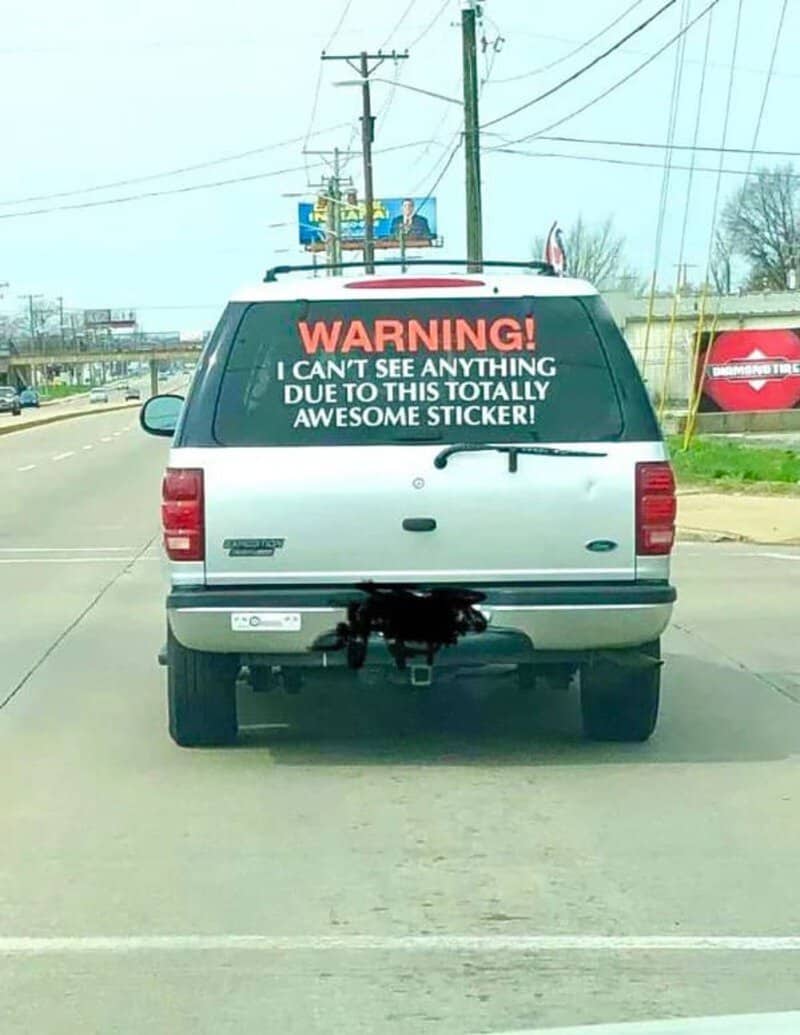 Warning! I can't see anything due to this totally awesome sticker!.