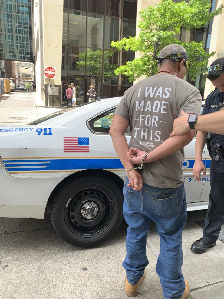 i was made for this shirt on man in handcuffs, man in handcuffs with i was made for this shirt