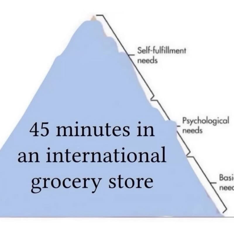 Graph showing time spent in grocery store with needs levels from basic to self-fulfillment.