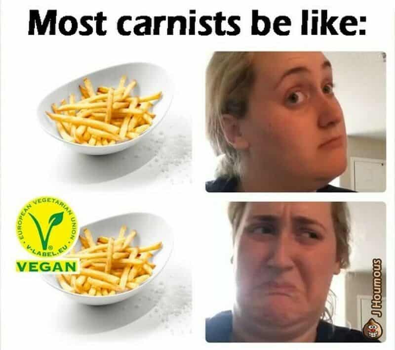Comparison of two images with French fries and different facial expressions.