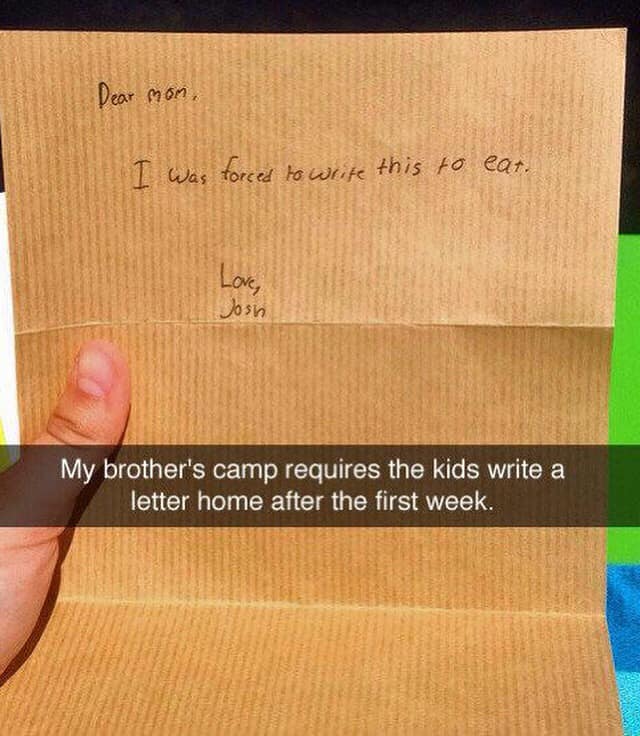 funny note home from camp picture, funny picture of note home from camp, funny note home, funny picture of note home, funny note from camp, funny picture