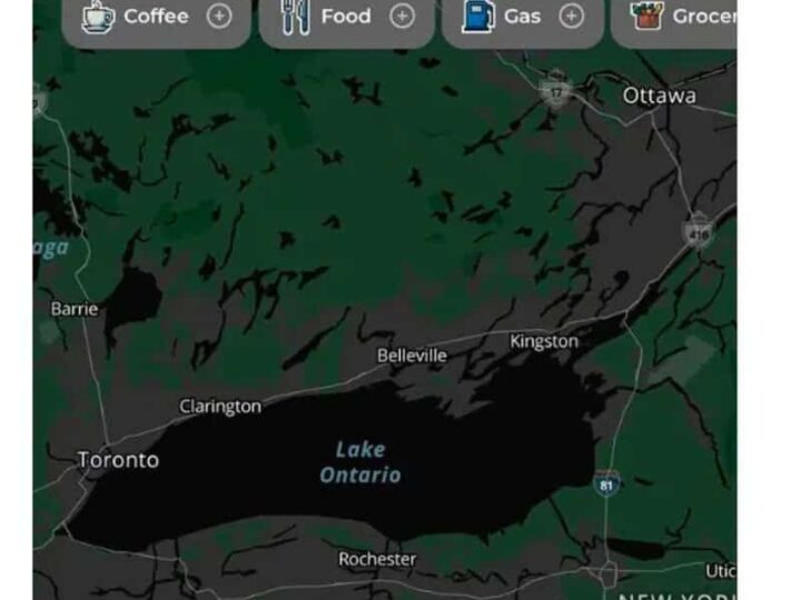 MapQuest map showing Lake Ontario and surrounding areas with a caption.