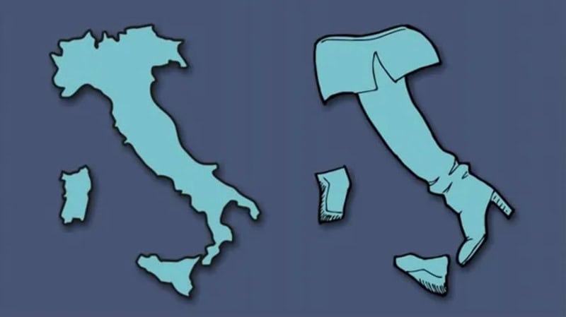 European countries shaped like a person and a shoe.