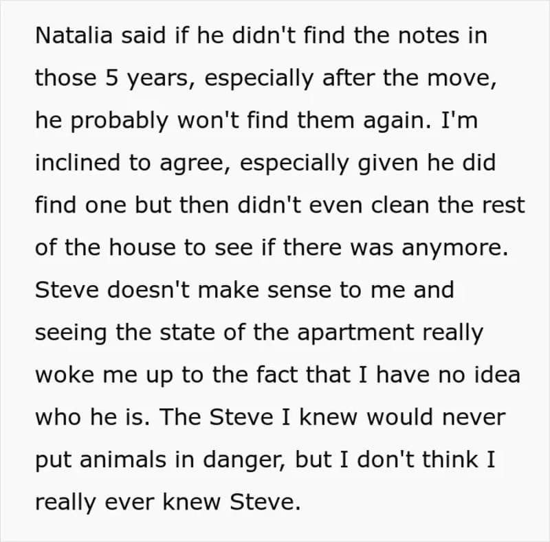 Natalia discusses her boyfriend's notes and her suspicions about Steve.