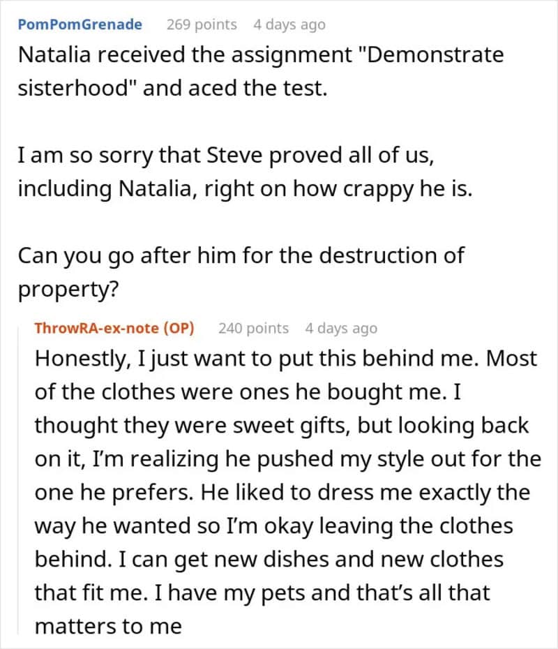 Screenshot of a social media post discussing Natalia and her ex Steve.