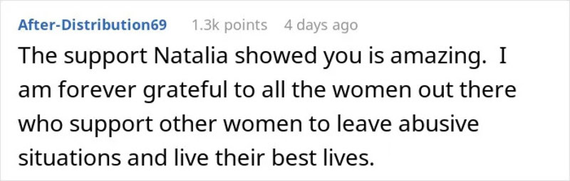 Support Natalia showed you is amazing, grateful to women supporting women.
