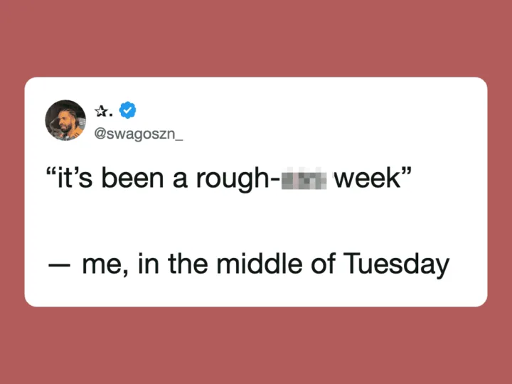 Twitter post saying 'it's been a rough week' in quotes, with a user handle @swagoszn_.