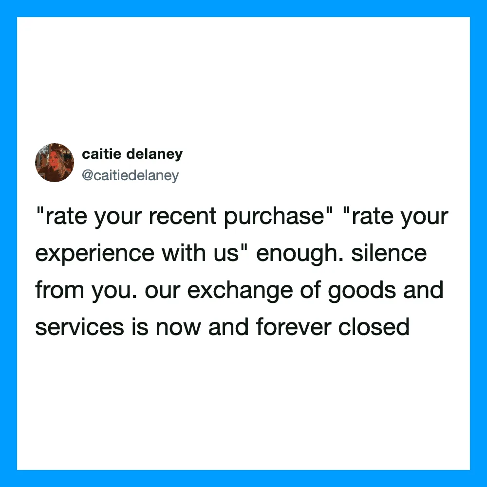 Screenshot of a tweet about customer service and exchange policies.