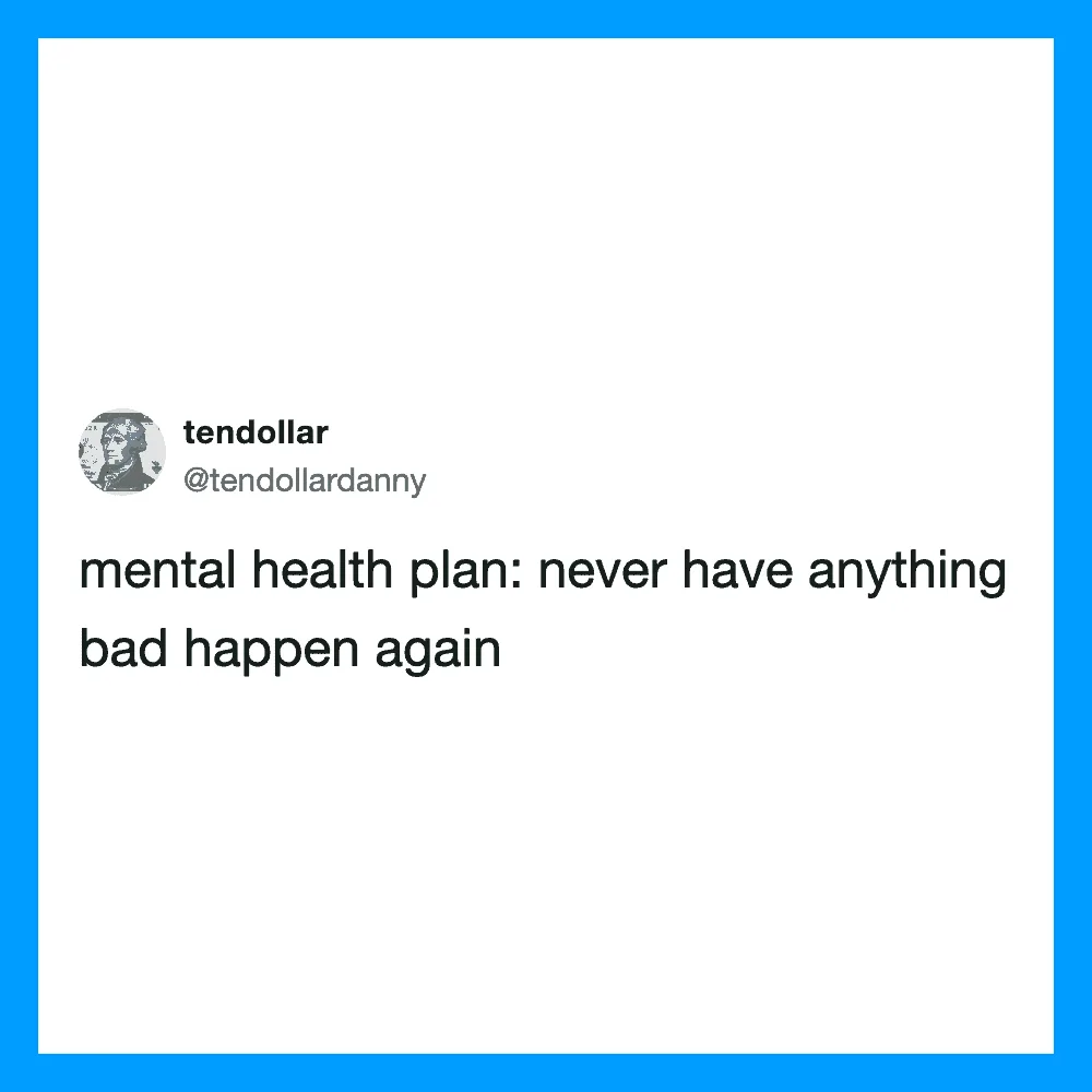 Twitter post by @tendollardanny about mental health plan.
