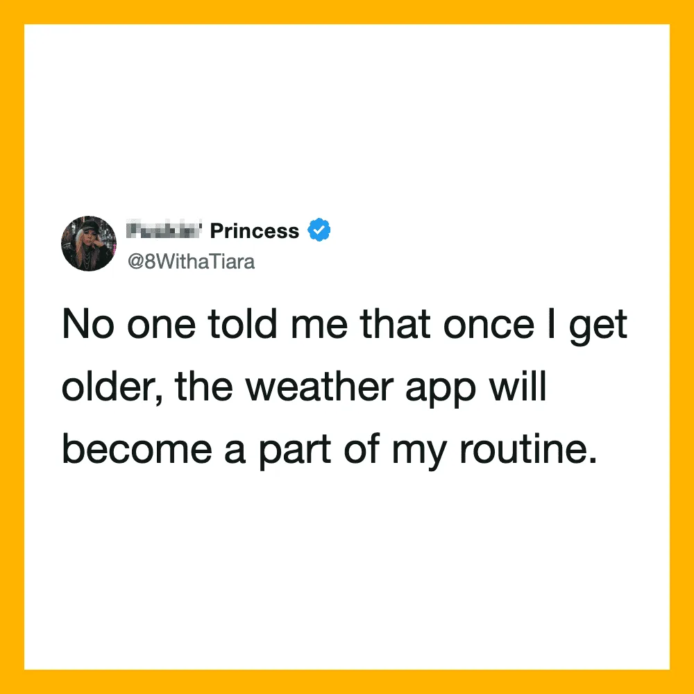 Princess @8WithaTiara tweet about weather app becoming part of her routine.