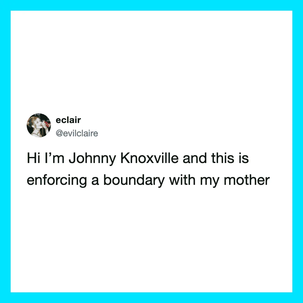 Hi I'm Johnny Knoxville and this is enforcing a boundary with my mother.