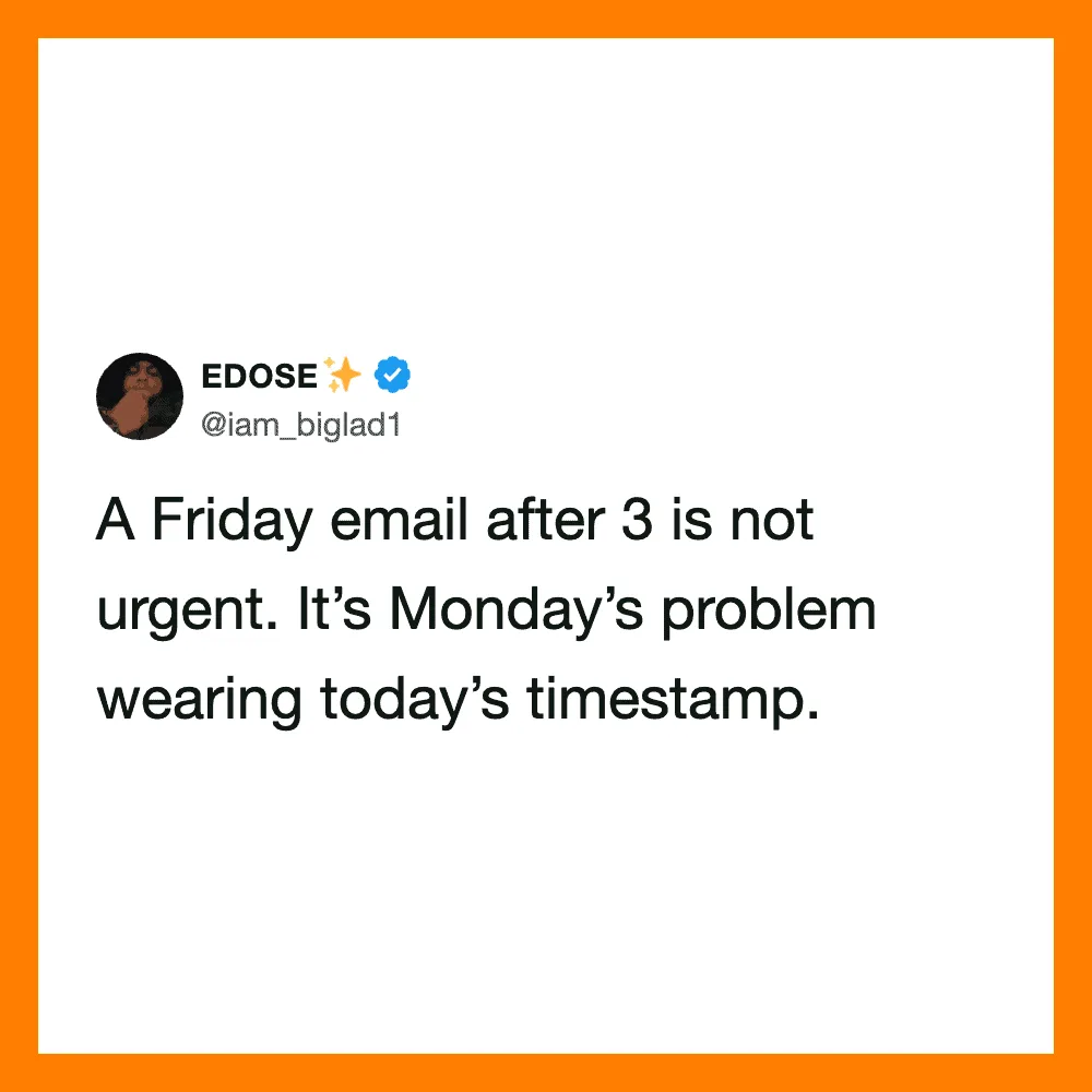 A tweet from EDOSE about Monday's problem with a timestamp.
