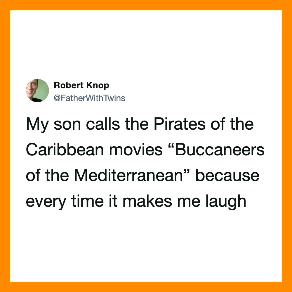 A tweet about a child's humorous misnaming of Pirates of the Caribbean.