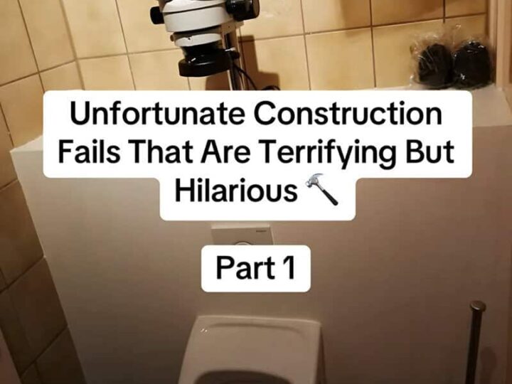 Unfortunate construction fail with a telescope mounted above a toilet in a bathroom.
