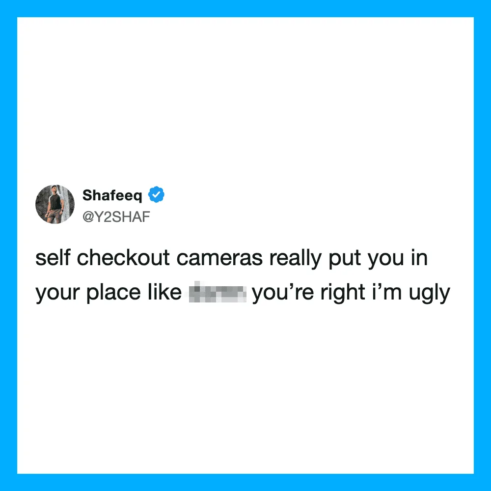 Self checkout camera meme about being put in your place.