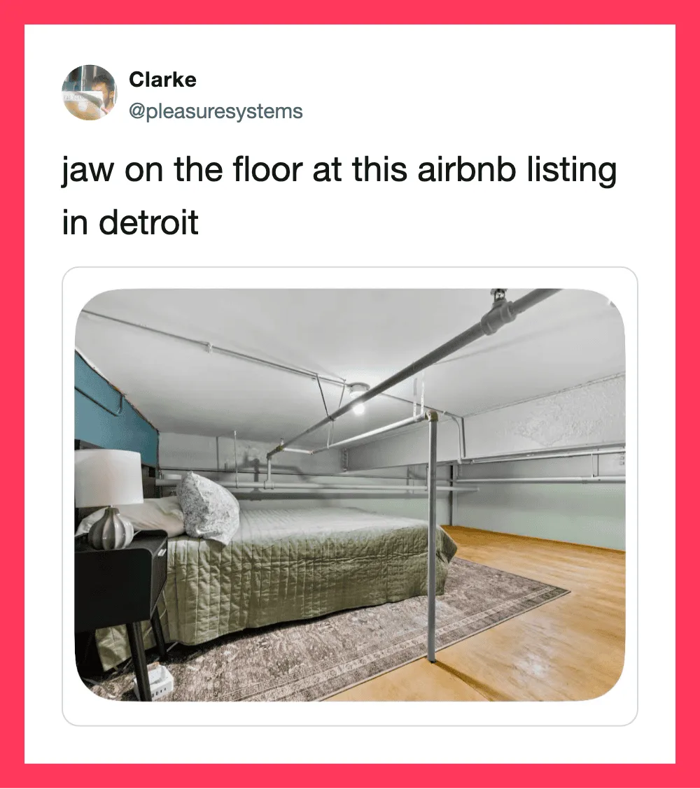 Jaw on the floor at this Airbnb listing in Detroit.
