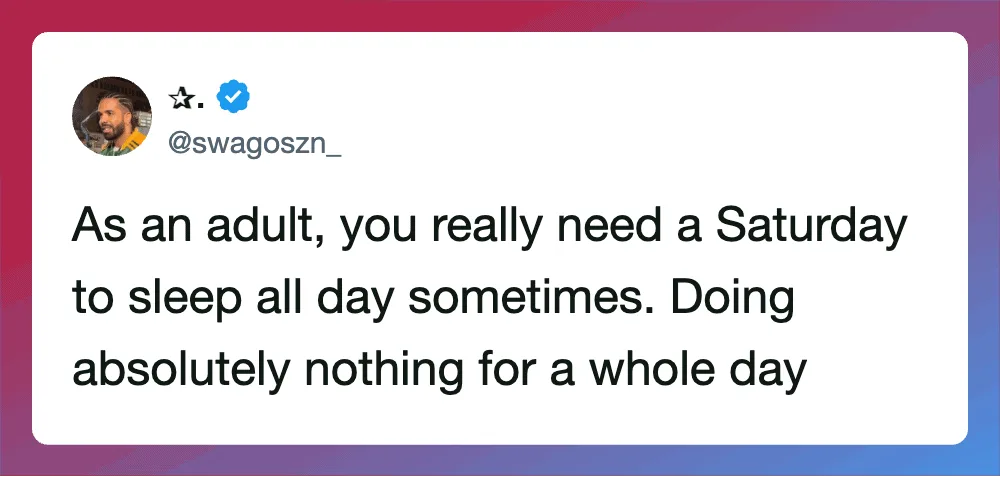 As an adult, you really need a Saturday to sleep all day sometimes.