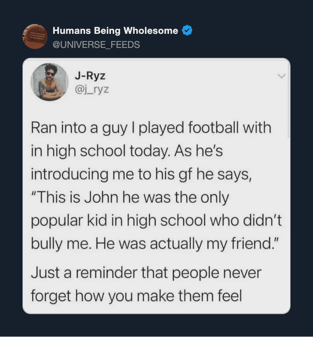 Twitter post about a high school football game and friendship.