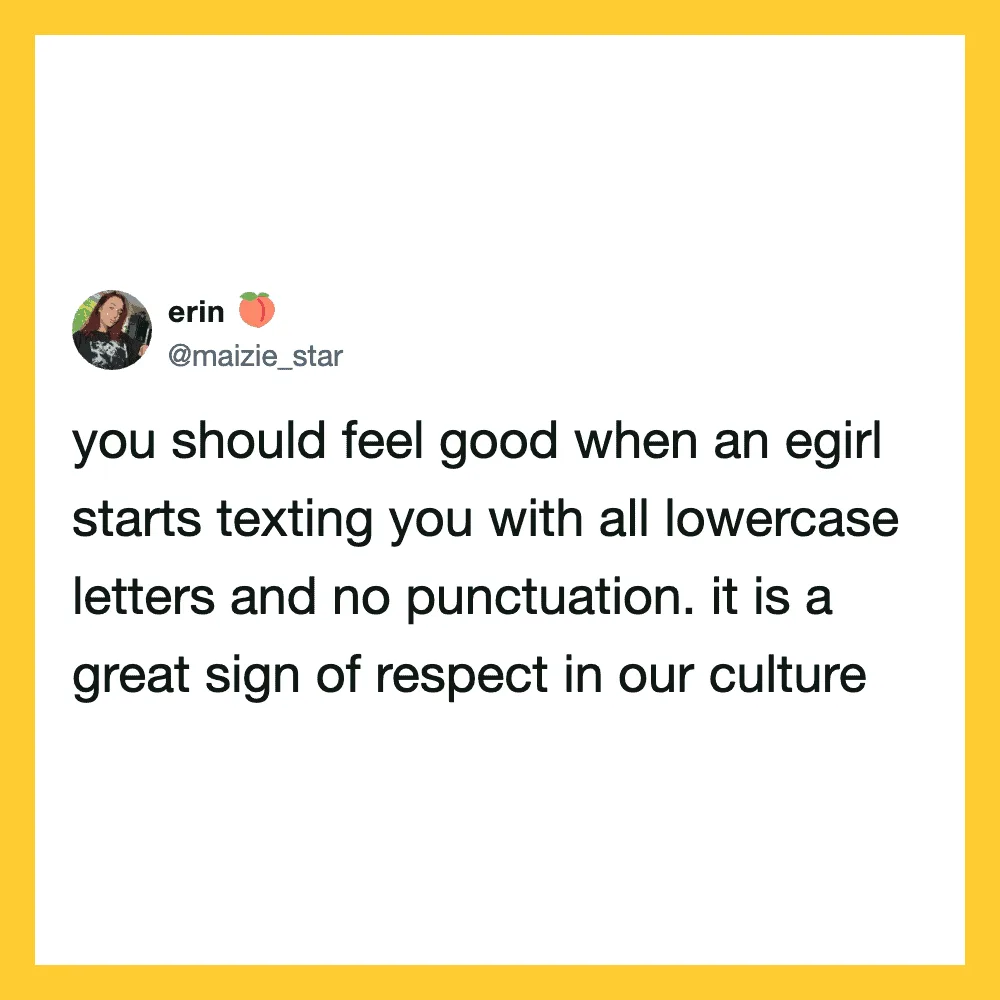 Tweet by erin about texting etiquette as a sign of respect in culture.