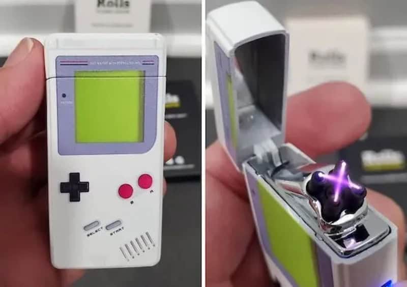 Miniature handheld gaming device and a tiny portable vaporizer in a case.