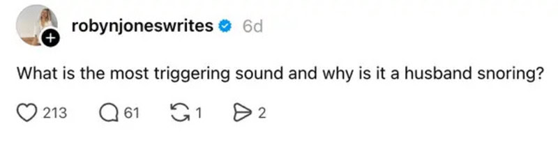 What is the most triggering sound and why is it a husband snoring?.