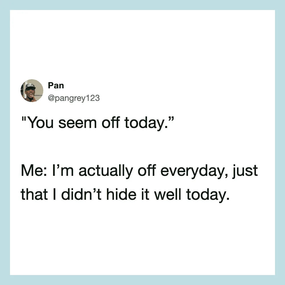 Twitter post with a humorous exchange about being off today.