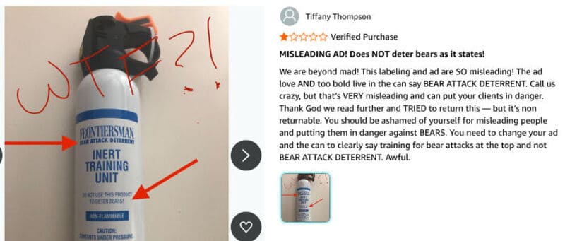 Inert Training Unit spray bottle with red handwritten question mark and arrow.