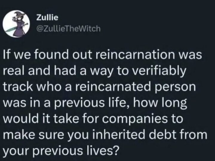 If reincarnation was real, how long would it take for companies to verify previous lives?.