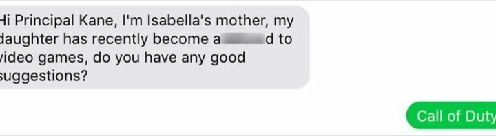 Text message conversation about video game suggestions, mentioning Call of Duty.