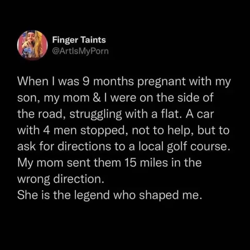 A tweet about a pregnant woman sending a car 15 miles in the wrong direction.
