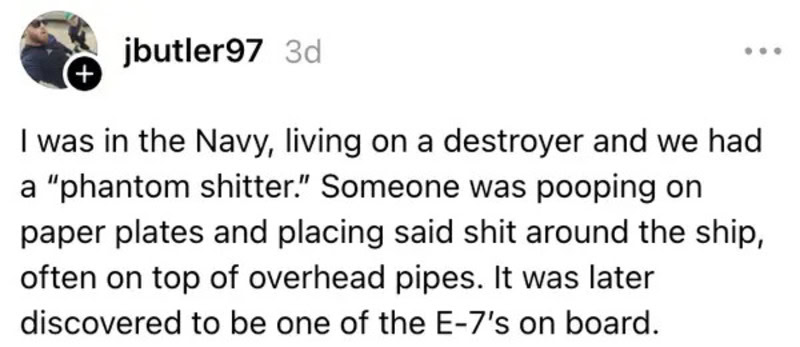 Navy destroyer with a story about a phantom shitter on board.